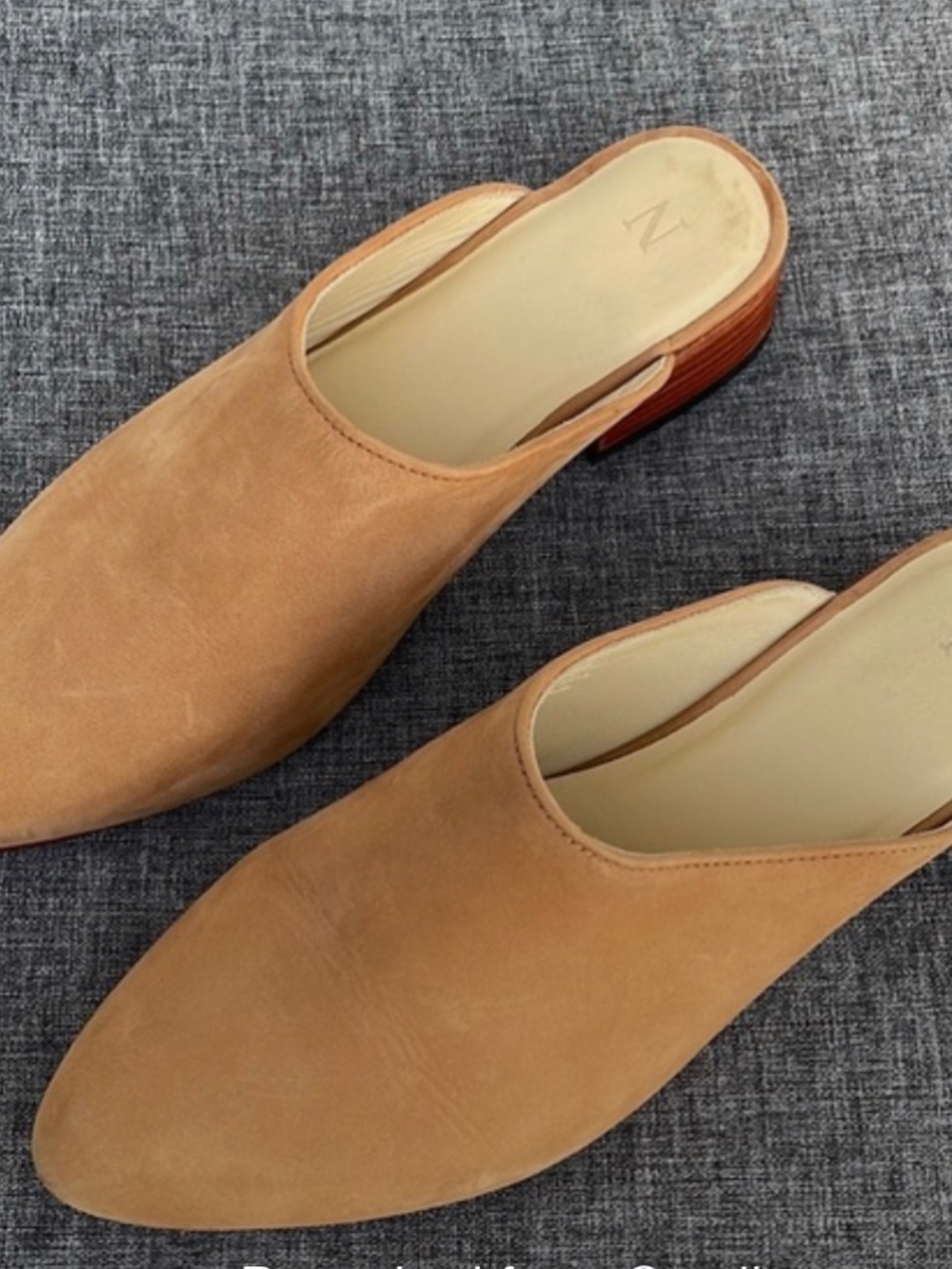 Nisolo Womens All-Day Heeled Mule Size 7.5 Leather Slip On Stacked Wooden Heel .